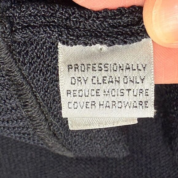 Vintage ST. JOHN Collection Knit Long Kelly Cardigan 6 Black Ruffle Belted Maxi - Picture 8 of 16